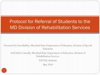 Protocol for Referral of Students to the MD Division of Rehabilitation Services