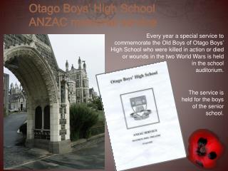 The service is held for the boys of the senior school.
