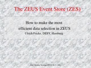 The ZEUS Event Store (ZES)