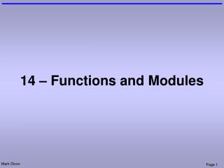 14 – Functions and Modules