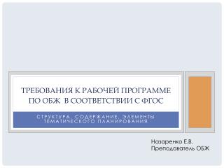 Требования к рабочей программе по ОБЖ в соответствии с ФГОС