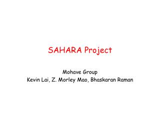 SAHARA Project