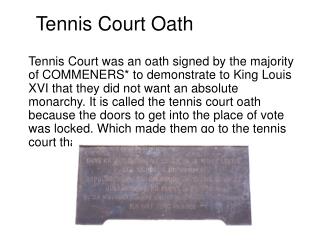 Tennis Court Oath