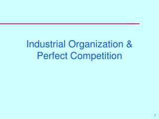 Industrial Organization &amp; Perfect Competition