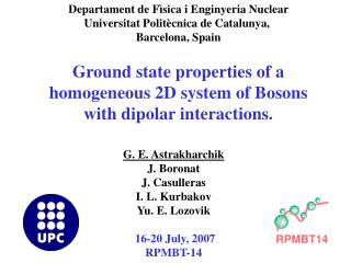 Departament de F ì sica i Enginyeria Nuclear Universitat Polit è cnica de Catalunya,