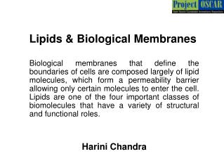 Lipids &amp; Biological Membranes