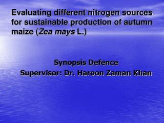 Evaluating different nitrogen sources for sustainable production of autumn maize ( Zea mays L.)