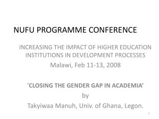 NUFU PROGRAMME CONFERENCE