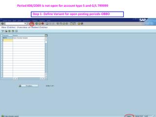 Period 006/2009 is not open for account type S and G/L 799999
