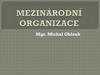 MEZINÁRODNÍ ORGANIZACE
