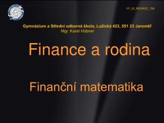 Finance a rodina