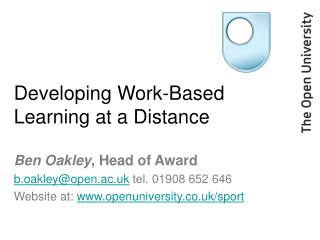 Developing Work-Based Learning at a Distance