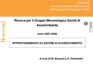 A cura di M. Brusoni e A. Prenestini