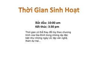 Thời Gian Sinh Hoạt