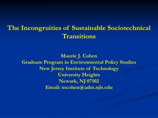 The Incongruities of Sustainable Sociotechnical Transitions