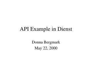 API Example in Dienst