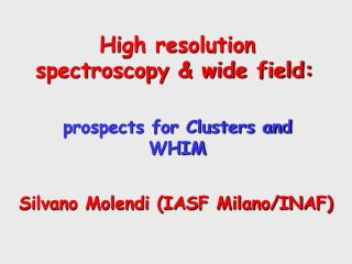 High resolution spectroscopy &amp; wide field: