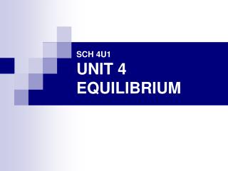 SCH 4U1 UNIT 4 EQUILIBRIUM