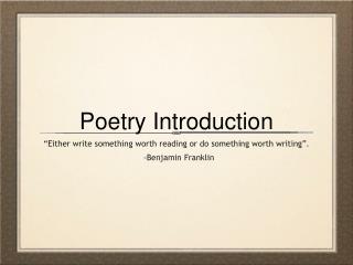 Poetry Introduction