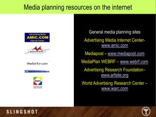 Media planning resources on the internet