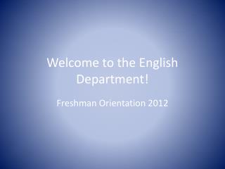 Welcome to the English Department!