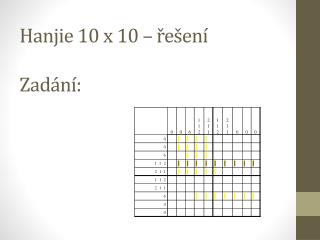 Hanjie 10 x 10 – řešení Zadání: