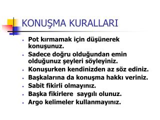 KONUŞMA KURALLARI