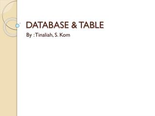 DATABASE &amp; TABLE