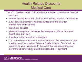 Health Related Discounts Medical Care