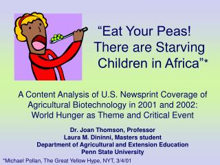 “Eat Your Peas! There are Starving Children in Africa” *