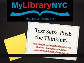 Text Sets: Push the Thinking…