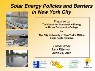 Solar Energy Policies and Barriers in New York City