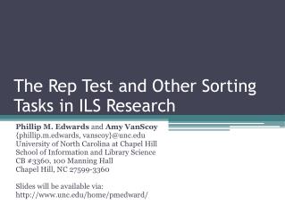 The Rep Test and Other Sorting Tasks in ILS Research