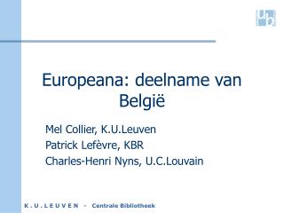 Europeana: deelname van België