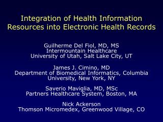 Integration of Health Information Resources into Electronic Health Records