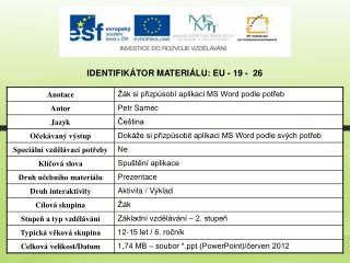 Identifikátor materiálu: EU - 19 - 26