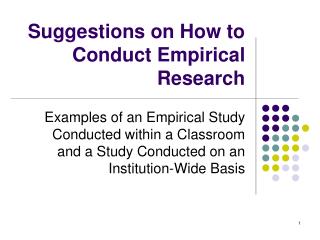 Suggestions on How to Conduct Empirical Research