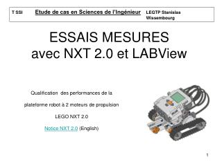 ESSAIS MESURES avec NXT 2.0 et LABView