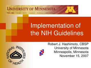 Implementation of the NIH Guidelines 