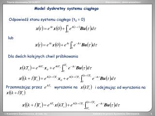 Model dyskretny systemu ciągłego