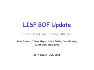LISP BOF Update