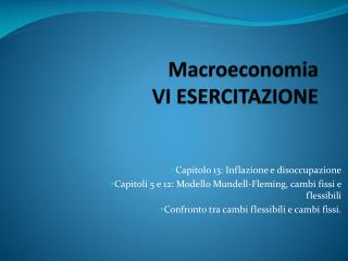 Macroeconomia VI ESERCITAZIONE