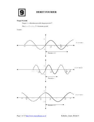 DERET FOURIER Fungsi Periodik Fungsi f ( x ) dikatakan periodik dengan periode T