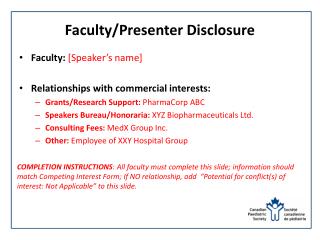 Faculty/Presenter Disclosure