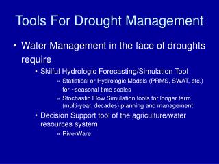 Tools For Drought Management