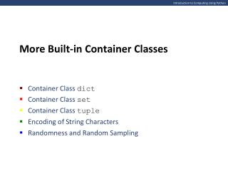 Introduction to Computing Using Python
