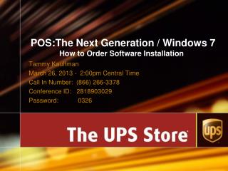 POS:The Next Generation / Windows 7 How to Order Software Installation