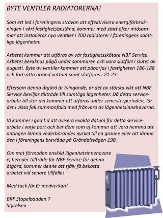 BYTE VENTILER RADIATORERNA!