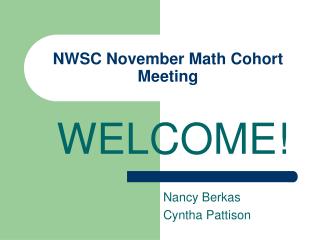 NWSC November Math Cohort Meeting