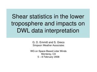 Shear statistics in the lower troposphere and impacts on DWL data interpretation